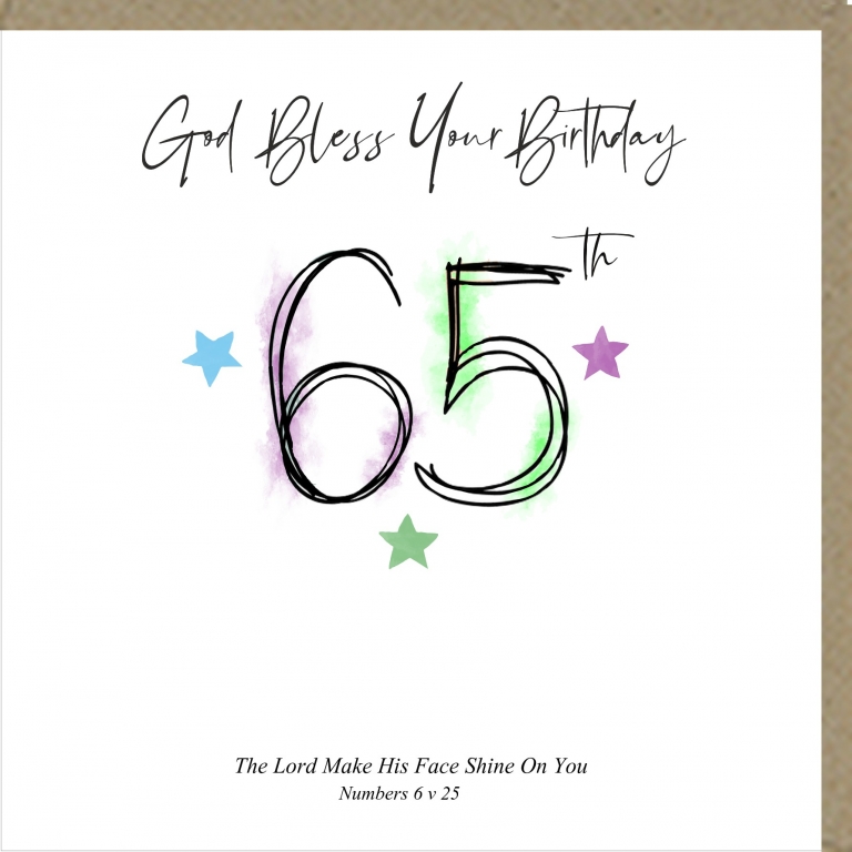 God Bless Your Birthday 65th Greetings Card – Potters House Limited